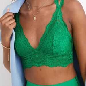 Aerie Brand Fa La Lace Padded Bralette NWT Size Small Green